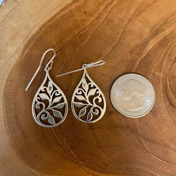 RETIRED James Avery Abounding Vine Dangle Earrings, Sterling Silver - Picture 2 of 2